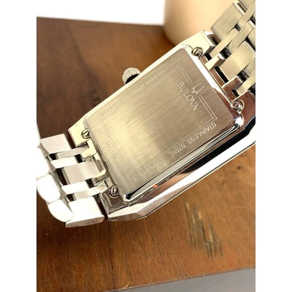 Bulova Men's Watch 96C150 Quartz Tank Black Dial Silver Stainless Steel 31x45mm - Picture 7 of 14